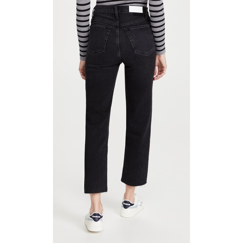 Re/Done womens 70s Stove Pipe Button Fly Jeans size 28 Black 28" inseam $265 - Picture 4 of 12